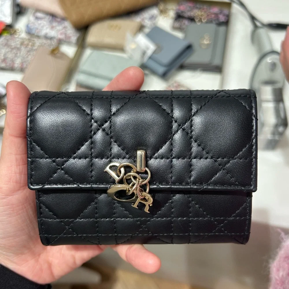 Dior black wallet with chain crossbody